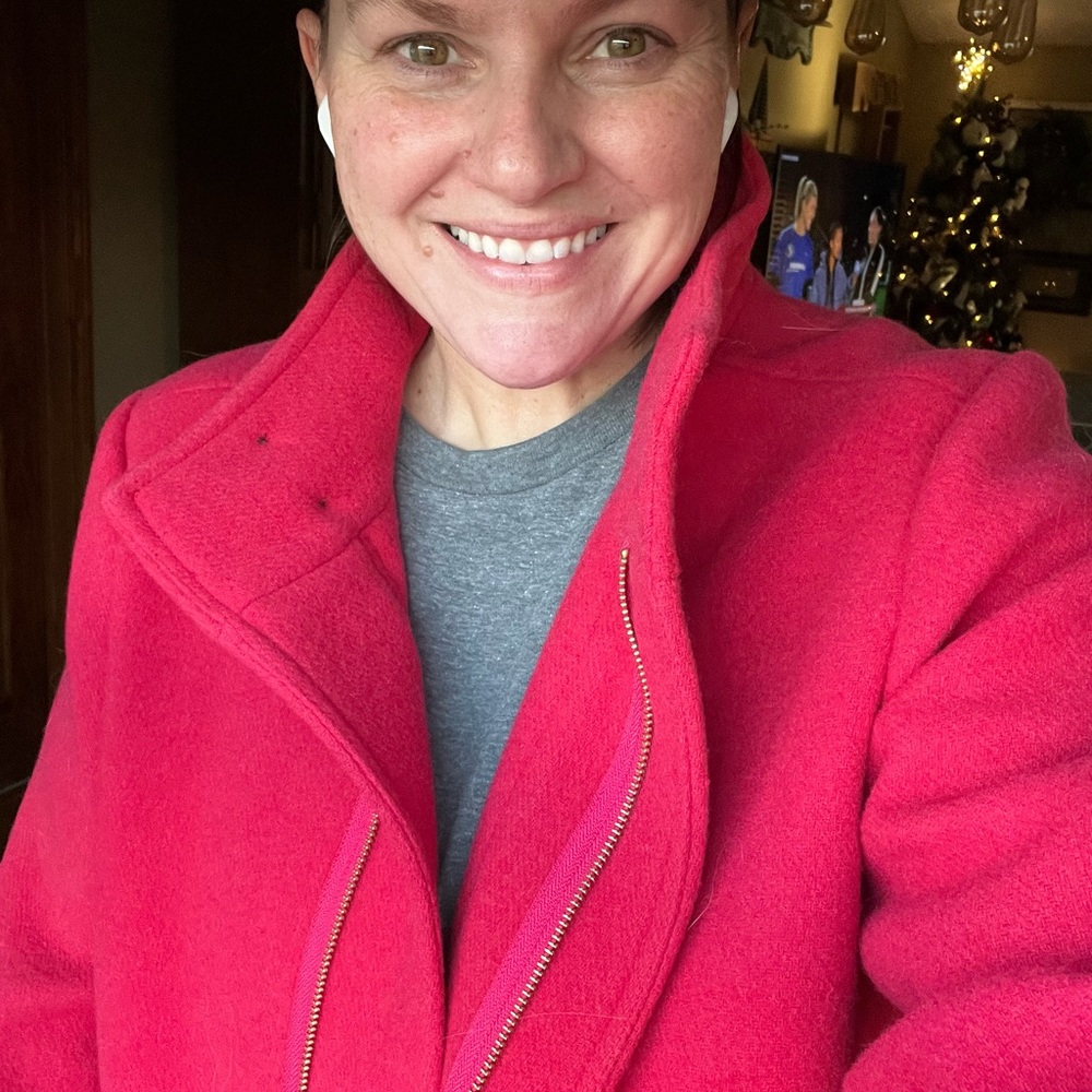 J.Crew Factory Wool-blend button-neck city coat - stunning pink!